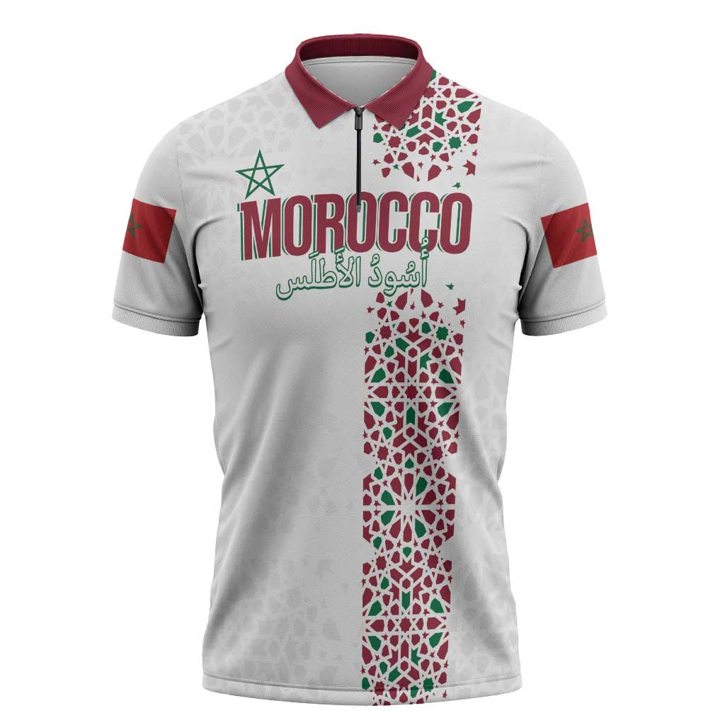 Morocco Atlas Lions Personalized Zipper Polo Shirt Arabesque Inspired Pattern