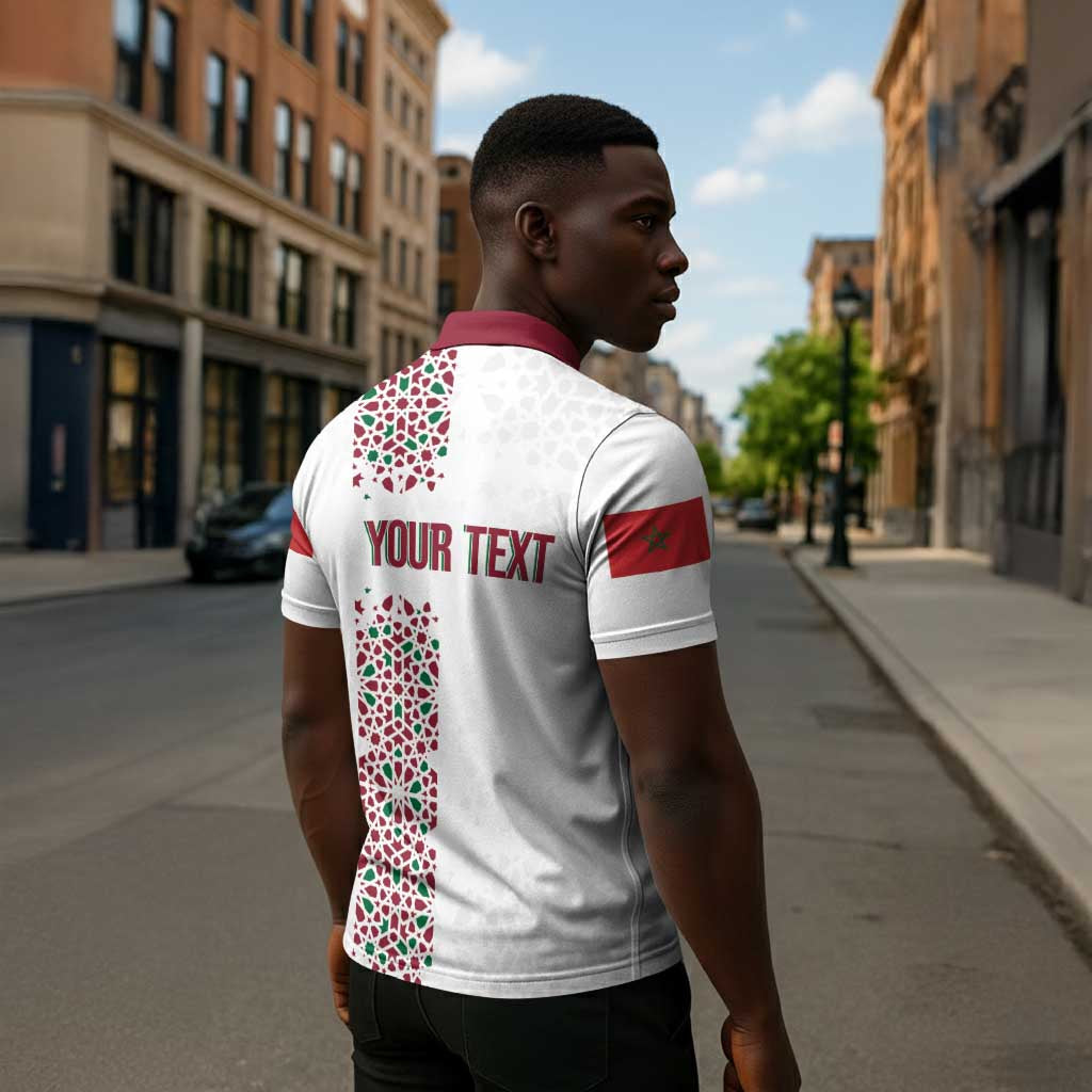 Morocco Atlas Lions Personalized Zipper Polo Shirt Arabesque Inspired Pattern