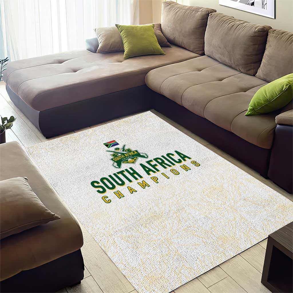 South Africa Cricket Champion Area Rug Gold Proteas - All White - African Pride