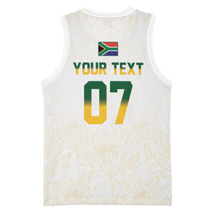 Custom South Africa Cricket Champion Basketball Jersey Gold Proteas - All White LT7