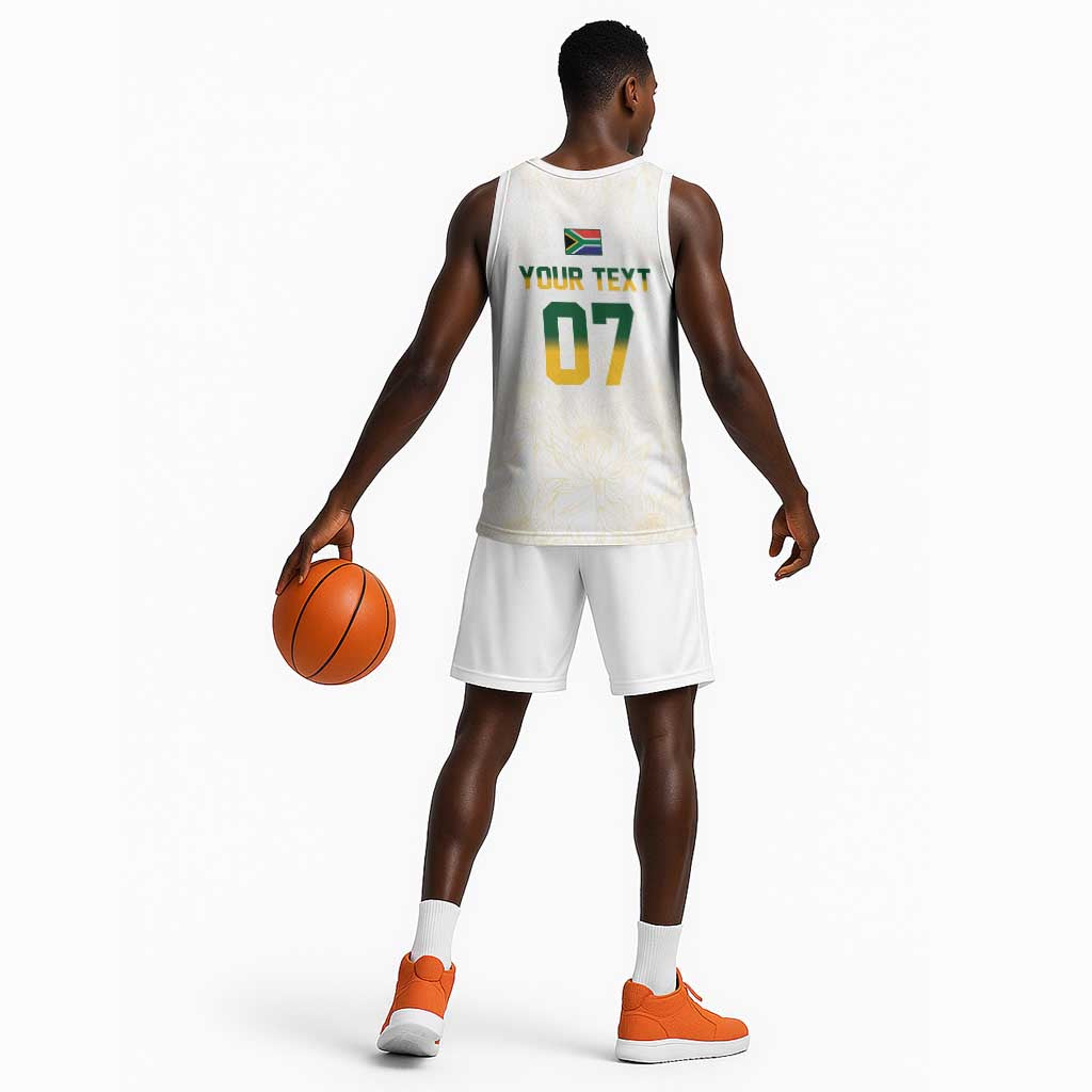 Custom South Africa Cricket Champion Basketball Jersey Gold Proteas - All White LT7