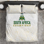 South Africa Cricket Champion Bedding Set Gold Proteas - All White - African Pride