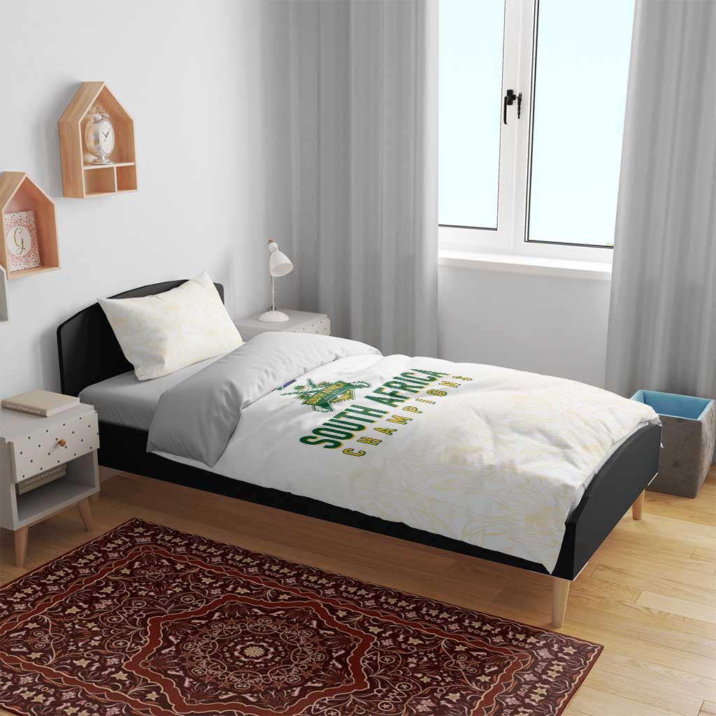 South Africa Cricket Champion Bedding Set Gold Proteas - All White - African Pride