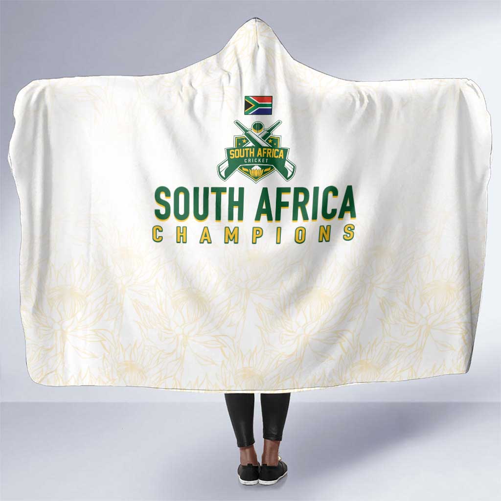 South Africa Cricket Champion Hooded Blanket Gold Proteas - All White - African Pride