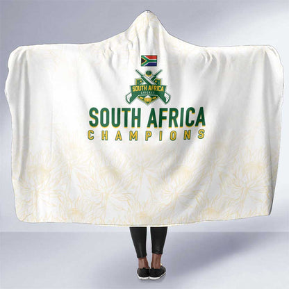 South Africa Cricket Champion Hooded Blanket Gold Proteas - All White - African Pride