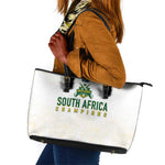 South Africa Cricket Champion Leather Tote Bag Gold Proteas - All White - African Pride