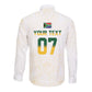 Custom South Africa Cricket Champion Long Sleeve Button Shirt Gold Proteas - All White - African Pride