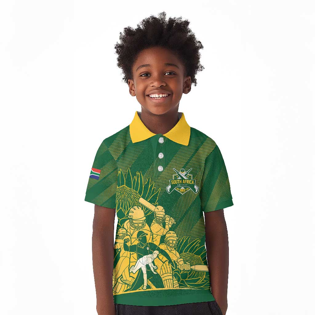 Custom South Africa Cricket Champion Kid Polo Shirt Proteas Rock The World - African Pride