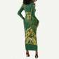 Custom South Africa Cricket Champion Long Sleeve Bodycon Dress Proteas Rock The World - African Pride