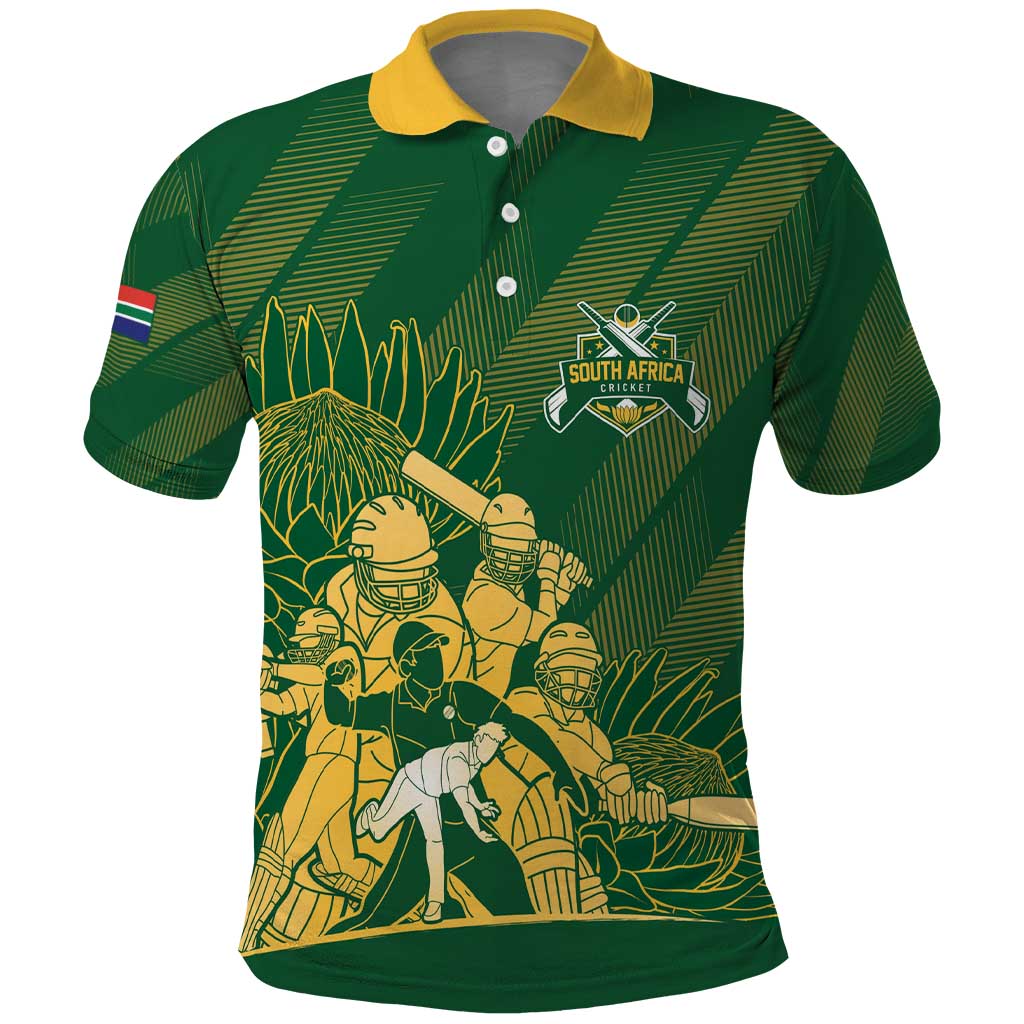 Custom South Africa Cricket Champion Polo Shirt Proteas Rock The World - African Pride