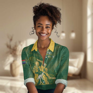 Custom South Africa Cricket Champion Women Casual Shirt Proteas Rock The World - African Pride