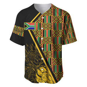 Personalised South African Heritage Day Baseball Jersey Kente Ethnic Patterns Mix Protea