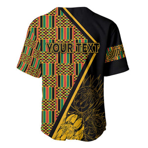 Personalised South African Heritage Day Baseball Jersey Kente Ethnic Patterns Mix Protea