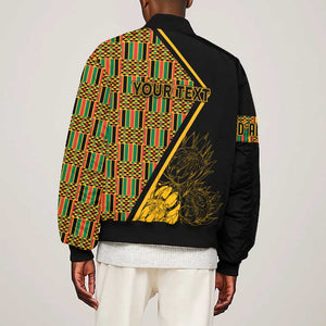 Personalised South African Heritage Day Bomber Jacket Kente Ethnic Patterns Mix Protea