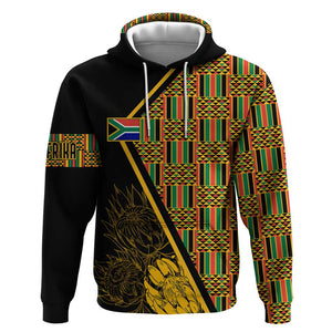 Personalised South African Heritage Day Hoodie Kente Ethnic Patterns Mix Protea