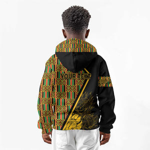 Personalised South African Heritage Day Kid Hoodie Kente Ethnic Patterns Mix Protea