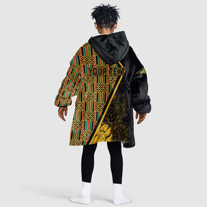 Personalised South African Heritage Day KId Wearable Blanket Hoodie Kente Ethnic Patterns Mix Protea
