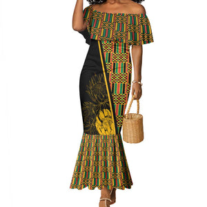 Personalised South African Heritage Day Mermaid Dress Kente Ethnic Patterns Mix Protea