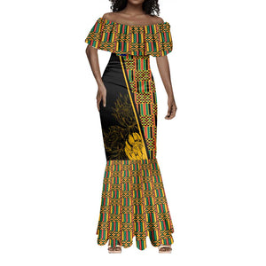 Personalised South African Heritage Day Mermaid Dress Kente Ethnic Patterns Mix Protea