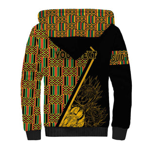 Personalised South African Heritage Day Sherpa Hoodie Kente Ethnic Patterns Mix Protea