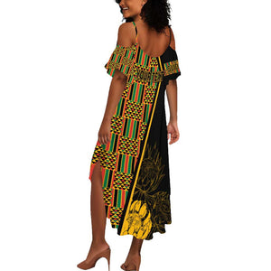 Personalised South African Heritage Day Summer Maxi Dress Kente Ethnic Patterns Mix Protea