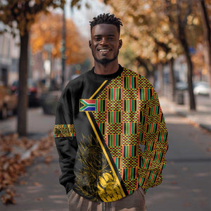 Personalised South African Heritage Day Sweatshirt Kente Ethnic Patterns Mix Protea