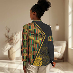 Personalised South African Heritage Day Women Casual Shirt Kente Ethnic Patterns Mix Protea