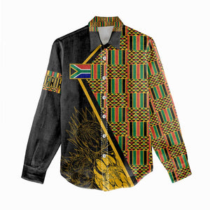 Personalised South African Heritage Day Women Casual Shirt Kente Ethnic Patterns Mix Protea