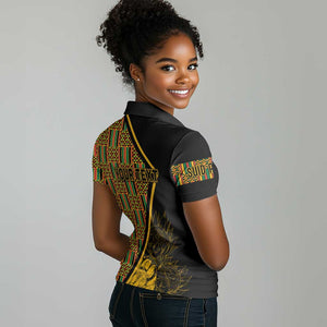 Personalised South African Heritage Day Women Polo Shirt Kente Ethnic Patterns Mix Protea LT7