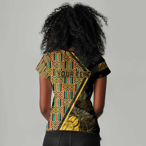 Personalised South African Heritage Day Women V-Neck T-Shirt Kente Ethnic Patterns Mix Protea