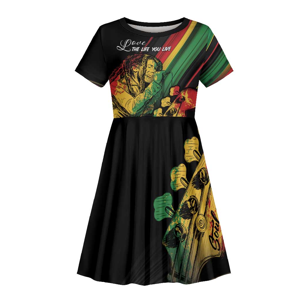 Personalised Afro Vibes Kid Short Sleeve Dress Reggae King - Live The Way You Love