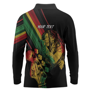 Personalised Afro Vibes Long Sleeve Polo Shirt Reggae King - Live The Way You Love