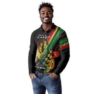 Personalised Afro Vibes Long Sleeve Polo Shirt Reggae King - Live The Way You Love