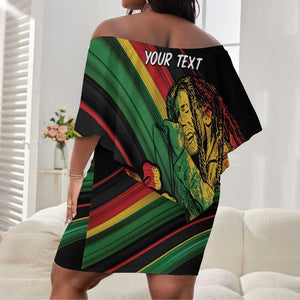 Personalised Afro Vibes Off Shoulder Short Dress Reggae King - Live The Way You Love