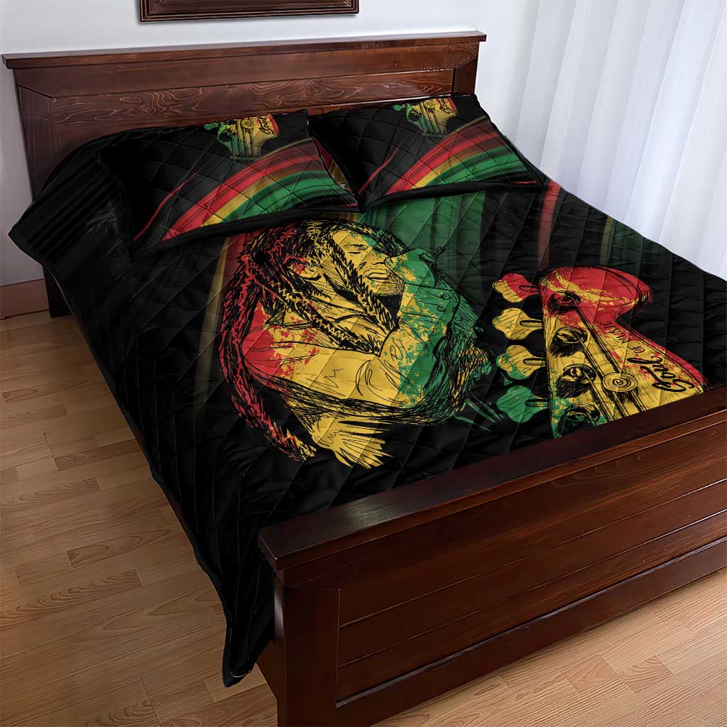 Personalised Afro Vibes Quilt Bed Set Reggae King - Live The Way You Love