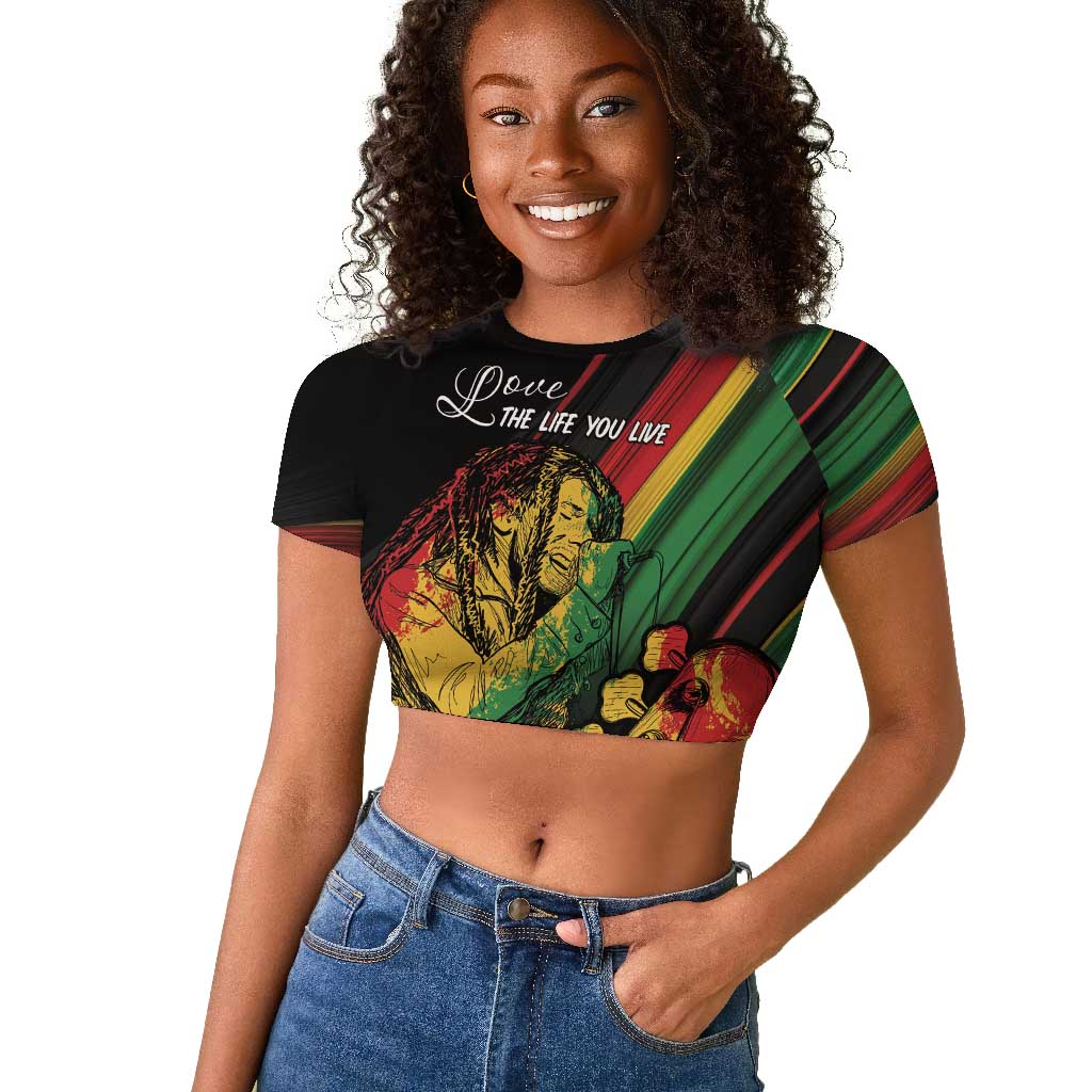 Personalised Afro Vibes Raglan Cropped T shirt Reggae King - Live The Way You Love