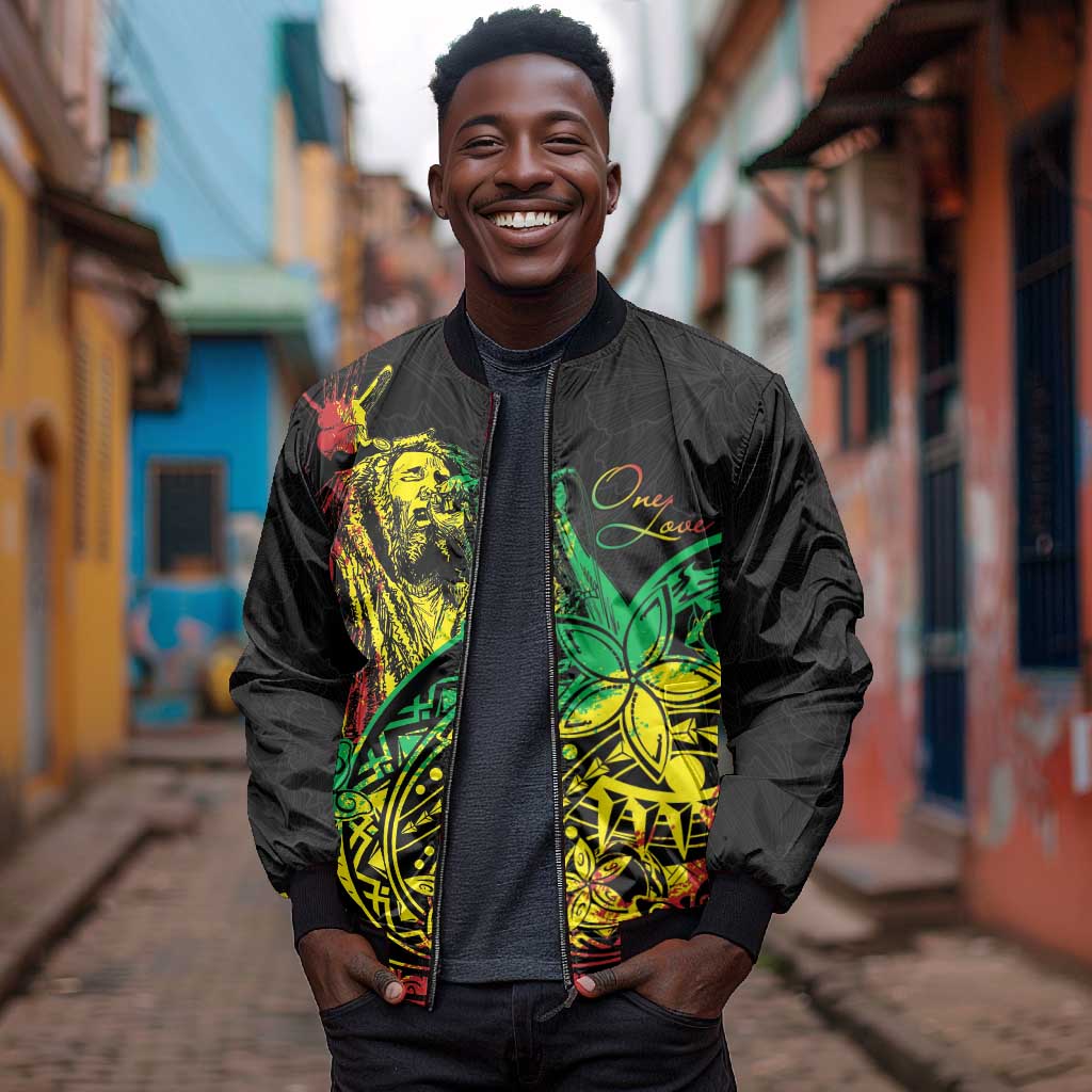 Personalised Jawaiian Reggae Bomber Jacket Afro-Polynesian Style