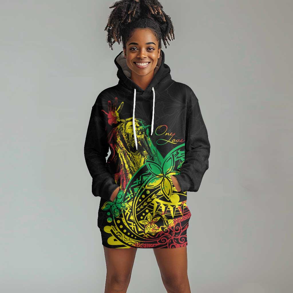 Personalised Jawaiian Reggae Hoodie Dress Afro-Polynesian Style