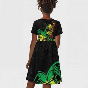 Personalised Jawaiian Reggae Kid Short Sleeve Dress Afro-Polynesian Style