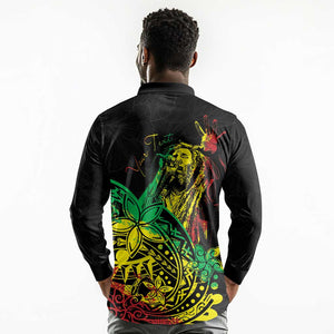 Personalised Jawaiian Reggae Long Sleeve Polo Shirt Afro-Polynesian Style