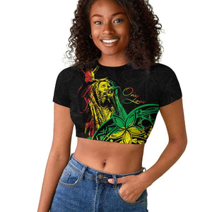 Personalised Jawaiian Reggae Raglan Cropped T shirt Afro-Polynesian Style