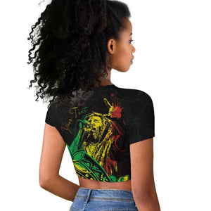 Personalised Jawaiian Reggae Raglan Cropped T shirt Afro-Polynesian Style