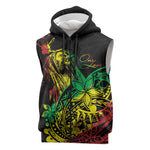 Personalised Jawaiian Reggae Sleeveless Zip Hoodie Afro-Polynesian Style - African Pride