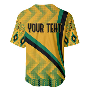 Personalised Jamaica Baseball Jersey Kente Pattern Basic - Yellow