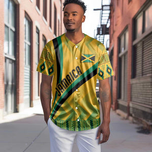 Personalised Jamaica Baseball Jersey Kente Pattern Basic - Yellow