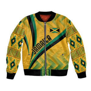 Personalised Jamaica Bomber Jacket Kente Pattern Basic - Yellow