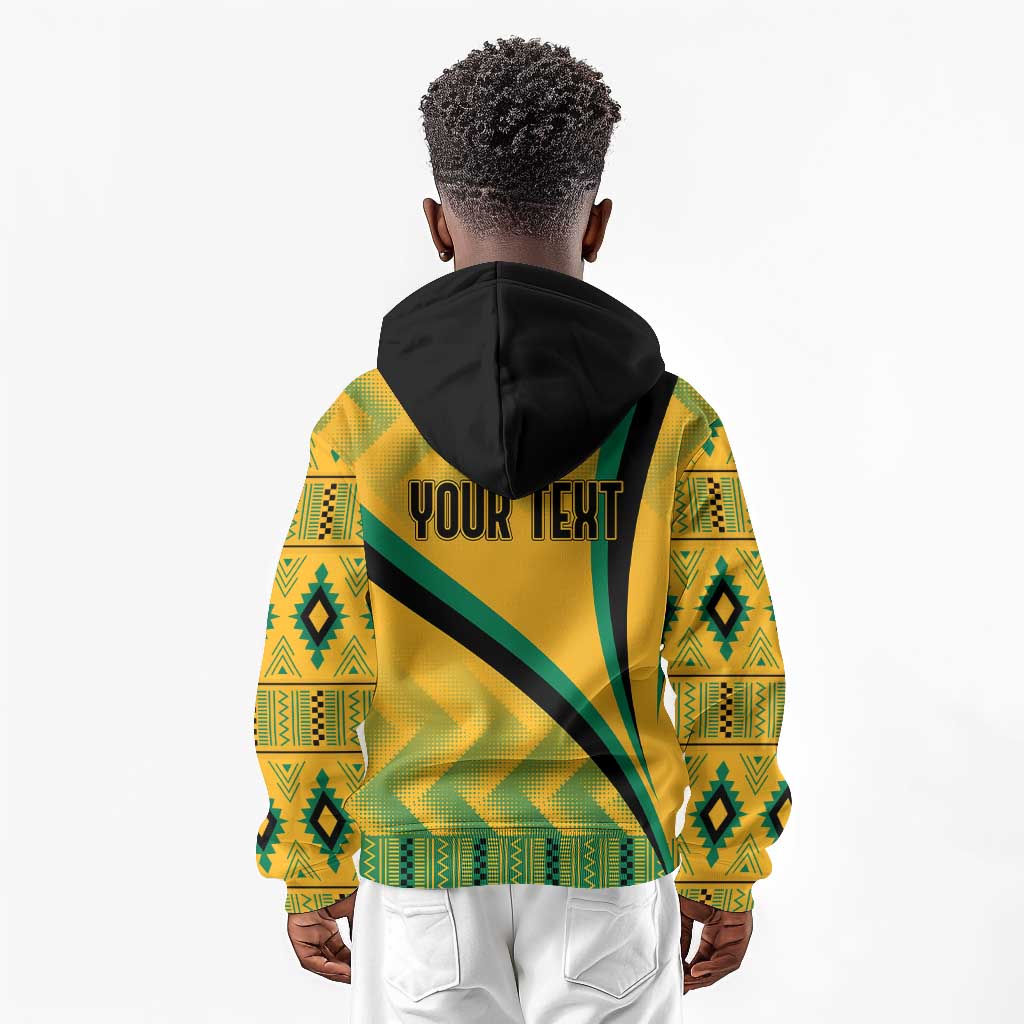 Personalised Jamaica Kid Hoodie Kente Pattern Basic - Yellow