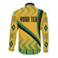 Personalised Jamaica Long Sleeve Button Shirt Kente Pattern Basic - Yellow