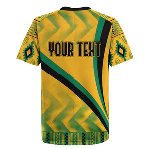 Personalised Jamaica Rugby Jersey Kente Pattern Basic - Yellow