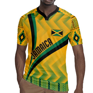 Personalised Jamaica Rugby Jersey Kente Pattern Basic - Yellow